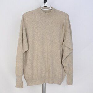 NWT Vtg John Laing 100% Cashmere Tan Mockneck Pullover Sweater Sz 44‎